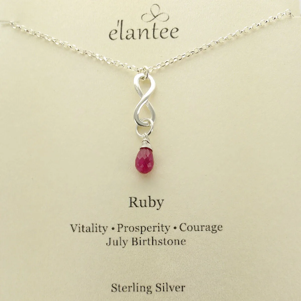 Ruby July Birthstone Infinity Necklace