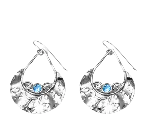 Silver drop earrings set blue topaz for women