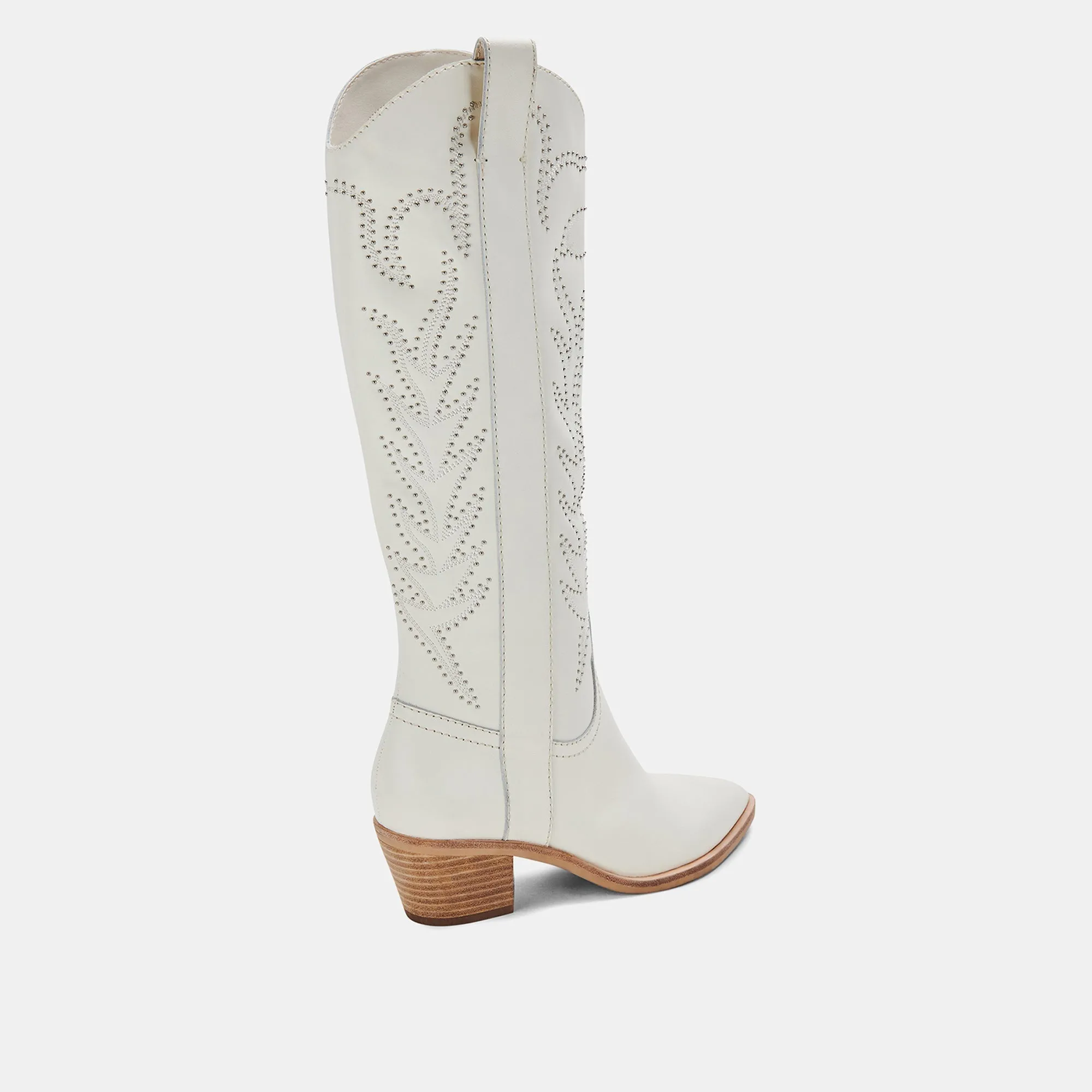 SOLEI STUD BOOTS OFF WHITE LEATHER - re:vita