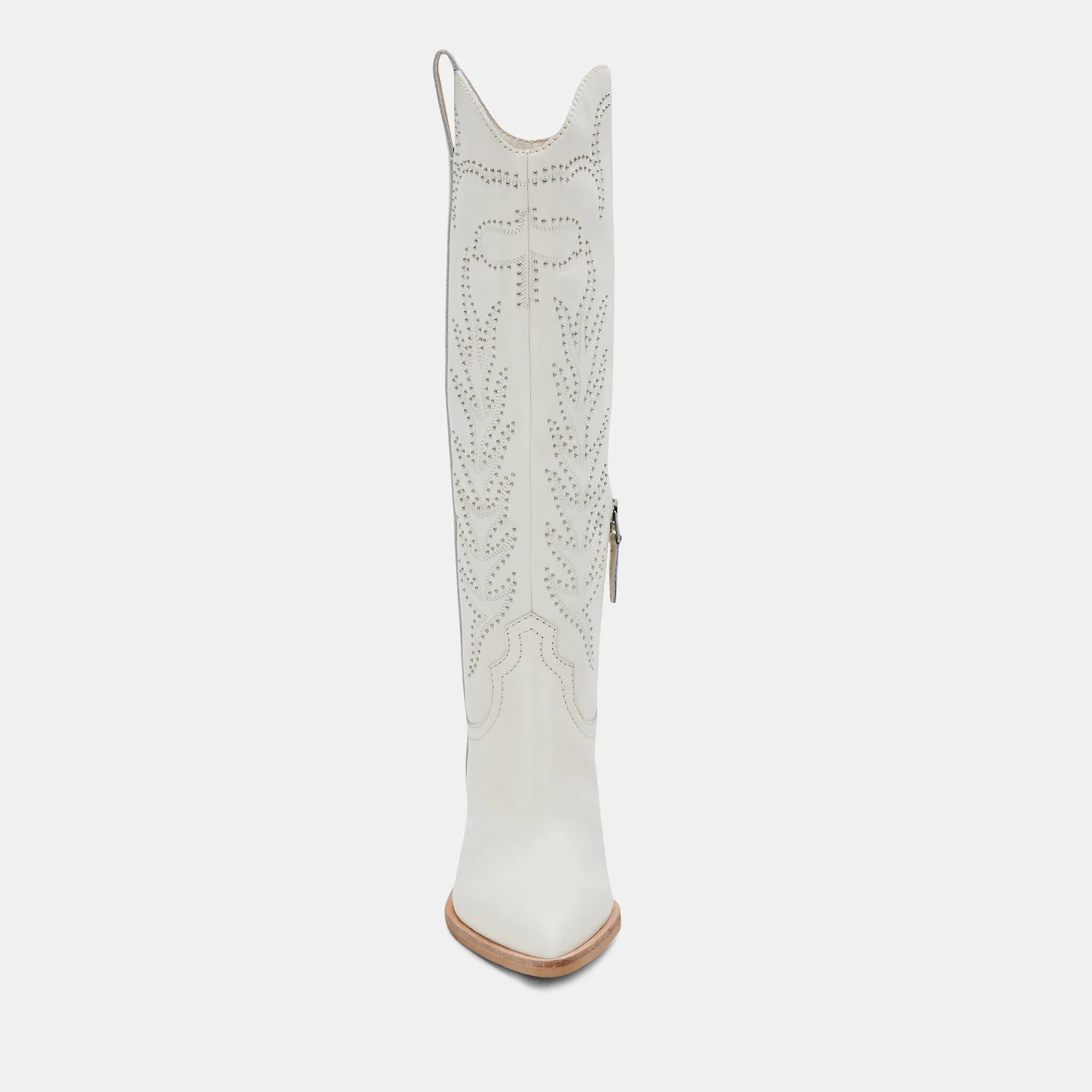 SOLEI STUD BOOTS OFF WHITE LEATHER - re:vita