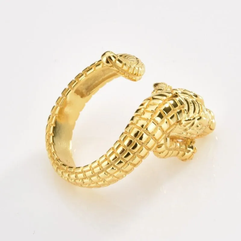 Sterling Silver Gold Plated Adjustable Ring For Women