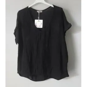 Talia Benson Black Linen T Shirt