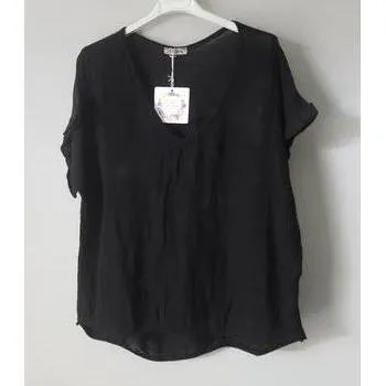 Talia Benson Black Linen T Shirt