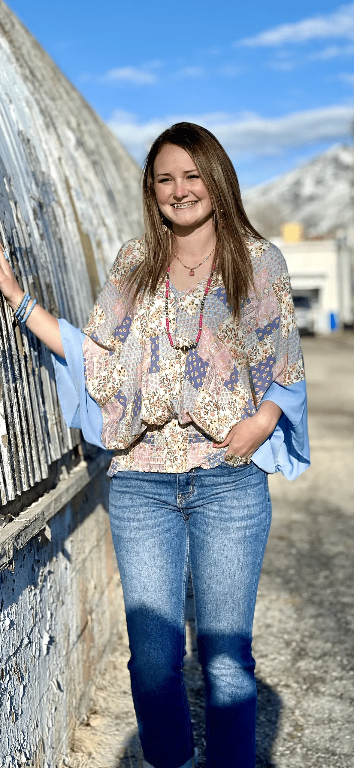 The Blue Patchwork Mixed Spring Top