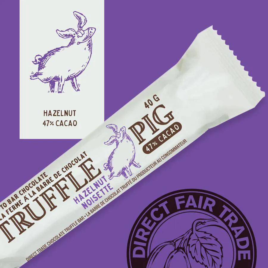 Truffle Pig | 47% Cacao Milk Chocolate Bar with Hazelnut Butter