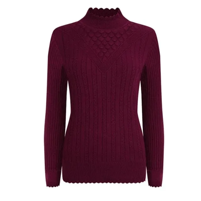 UTG Women's Fashion Elegant Pure Color Red Trendy Stylish Designer Sweater