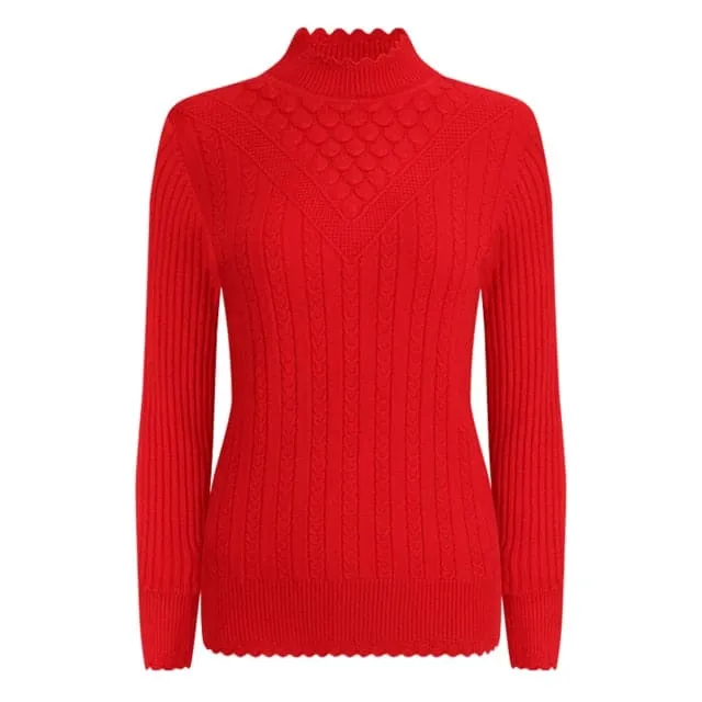 UTG Women's Fashion Elegant Pure Color Red Trendy Stylish Designer Sweater