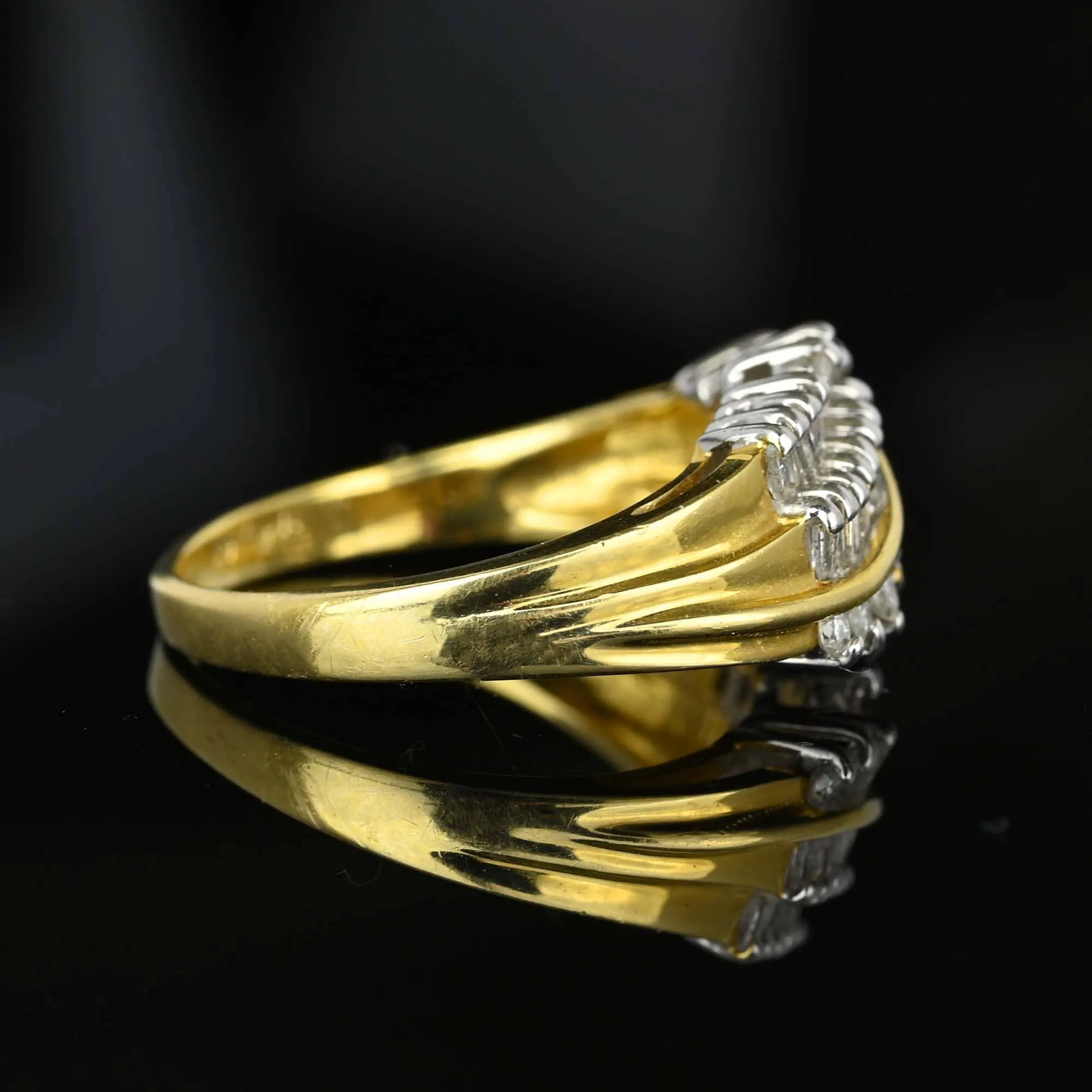 Vintage 14K Gold Baguette Diamond Cocktail Ring