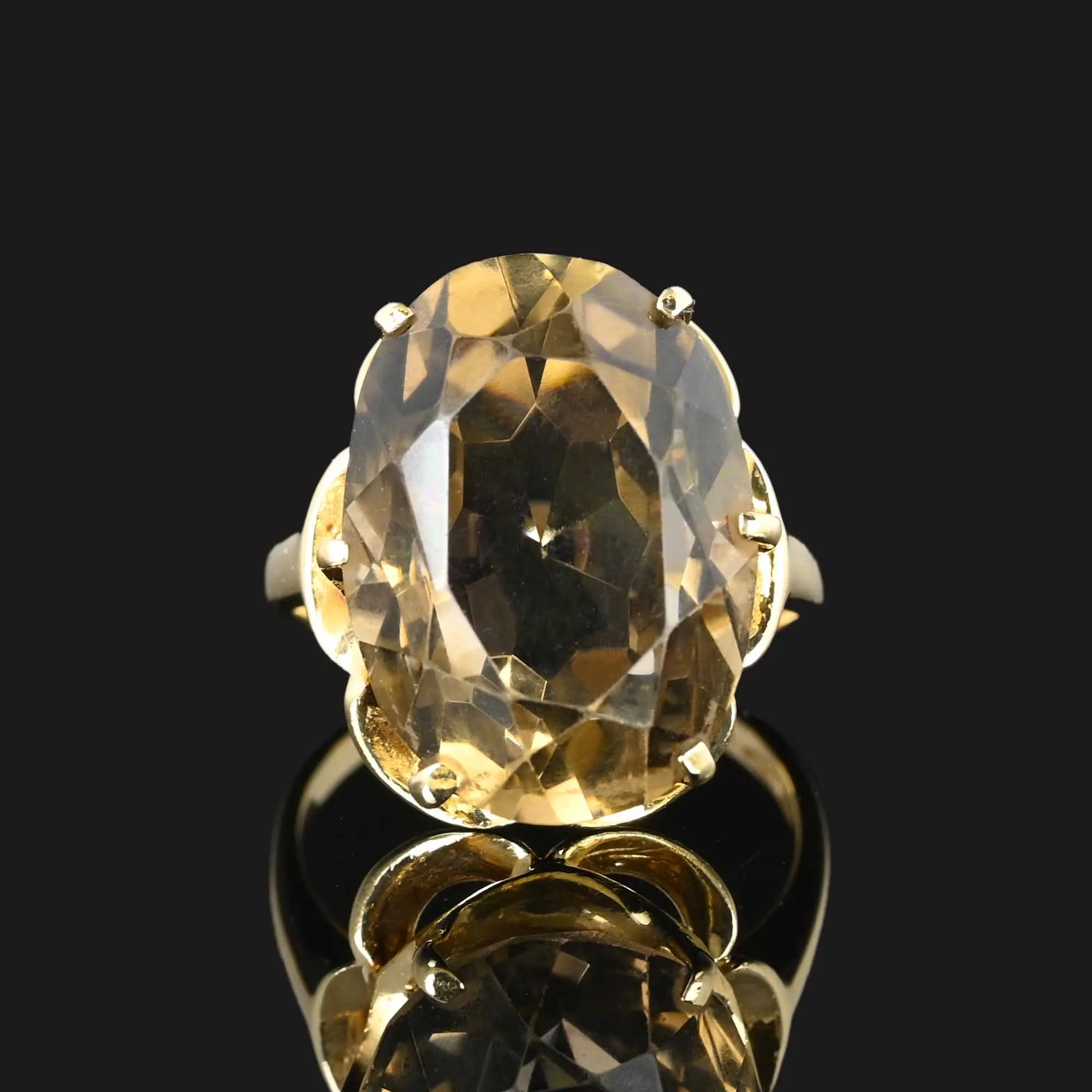 Vintage 14K Gold Smoky Quartz Ring, 10.5 Carats