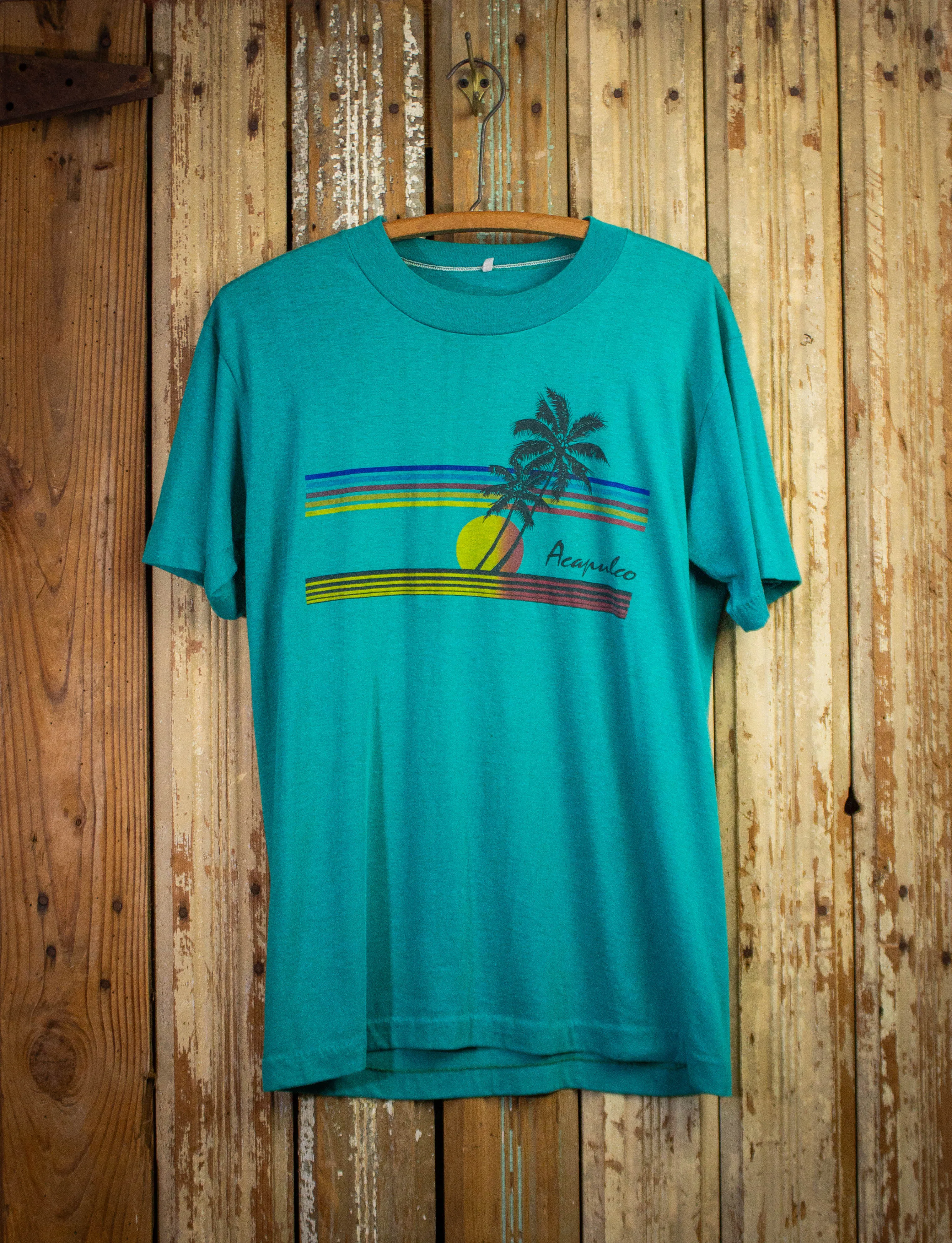 Vintage Acapulco Souvenir Graphic T Shirt Teal Large