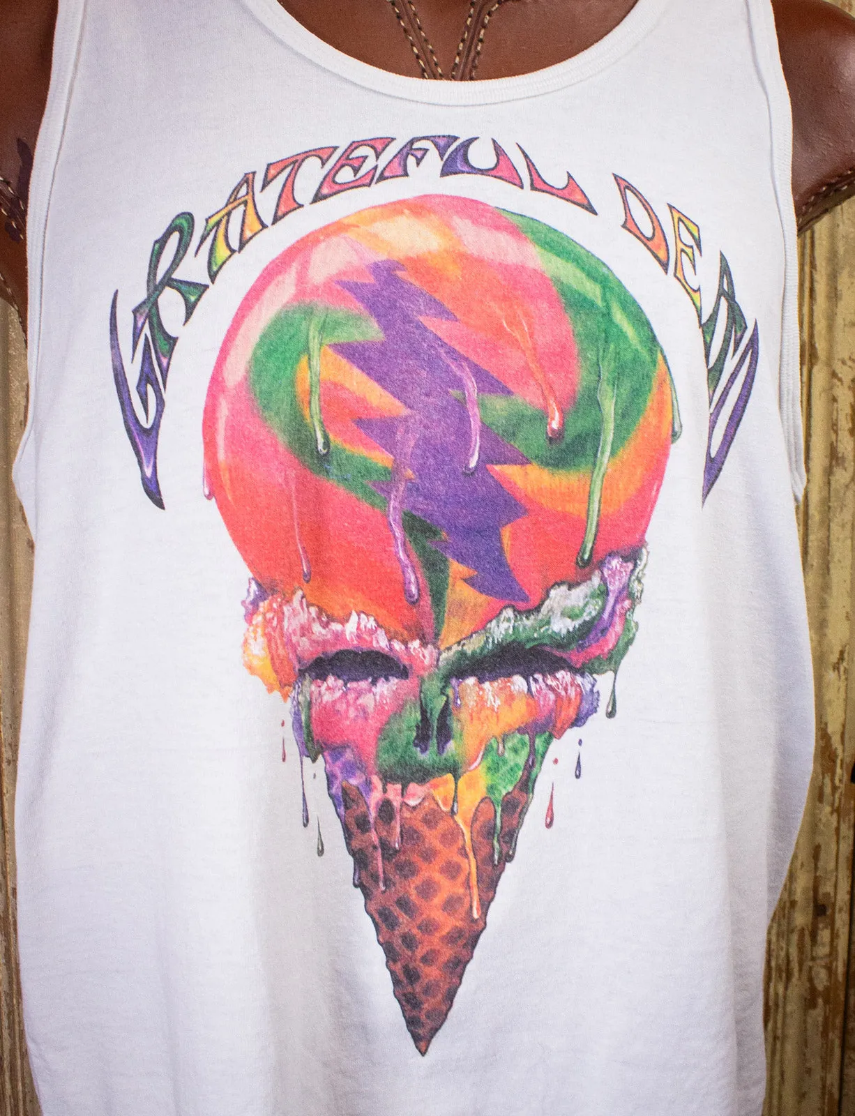 Vintage Grateful Dead Ice Cream Cone Concert Tank Top 90s White XL