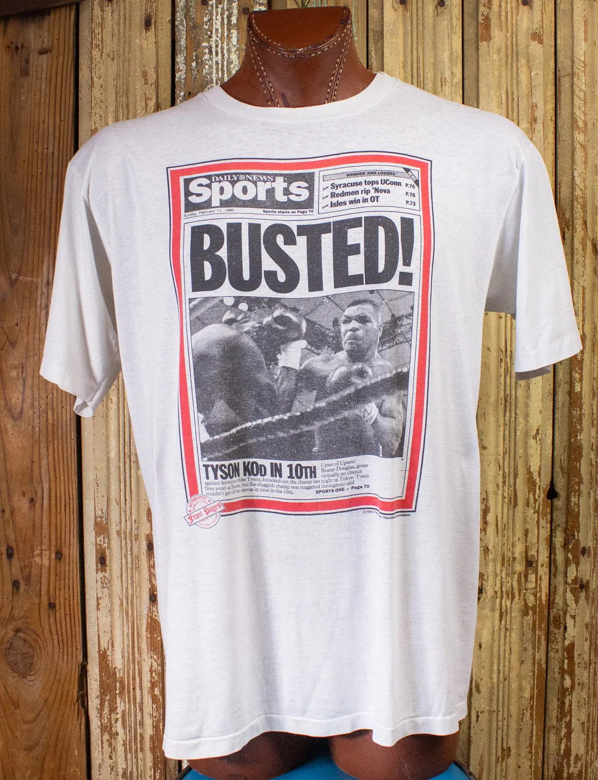 Vintage Mike Tyson Busted! Graphic T Shirt 1990 White XL