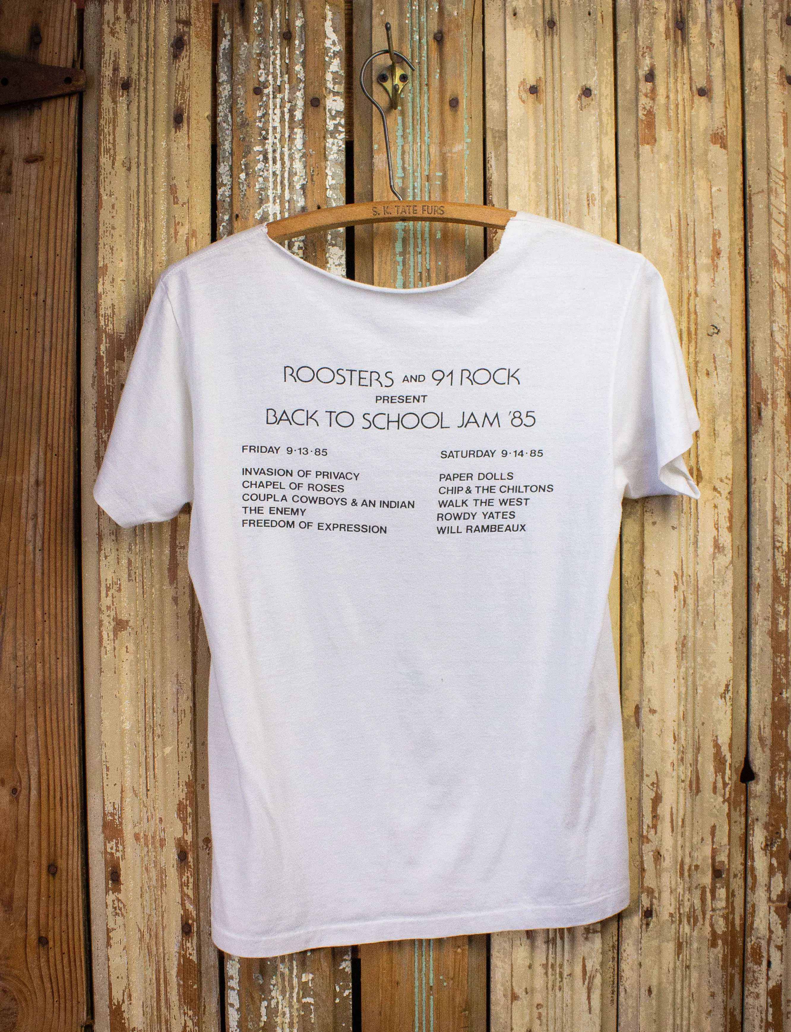 Vintage Rooster's Back To School Jam Graphic T Shirt 1985 White Small