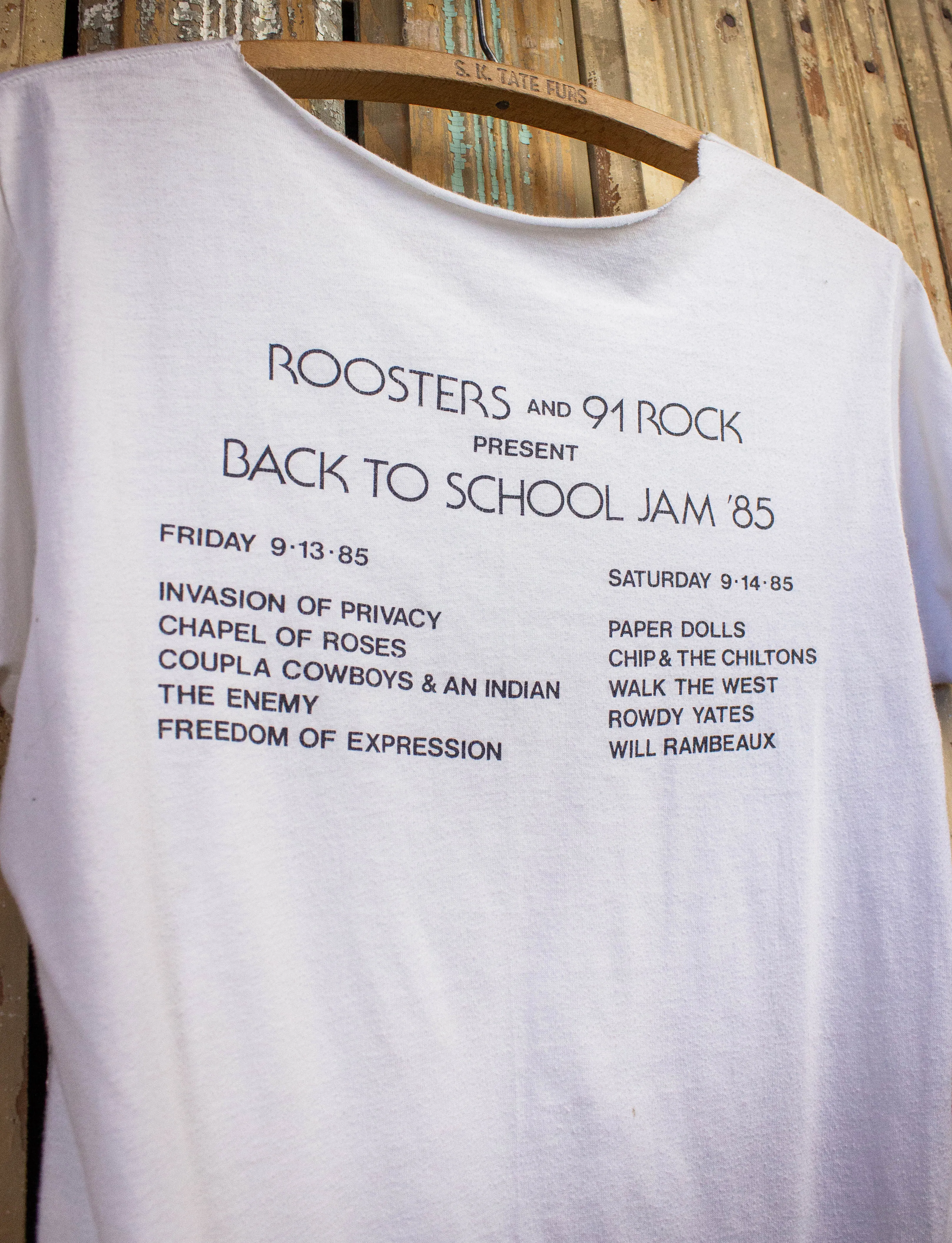 Vintage Rooster's Back To School Jam Graphic T Shirt 1985 White Small