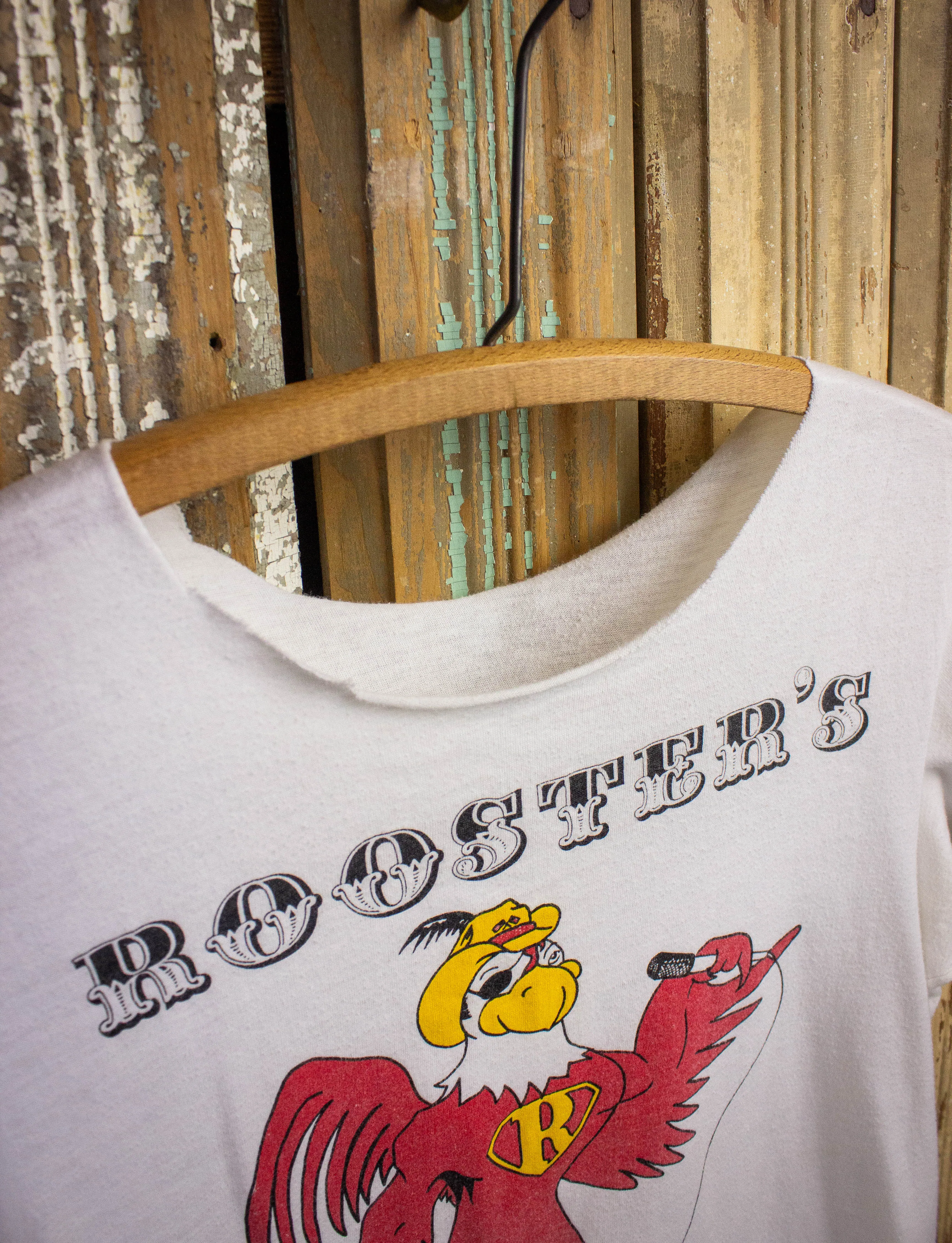 Vintage Rooster's Back To School Jam Graphic T Shirt 1985 White Small