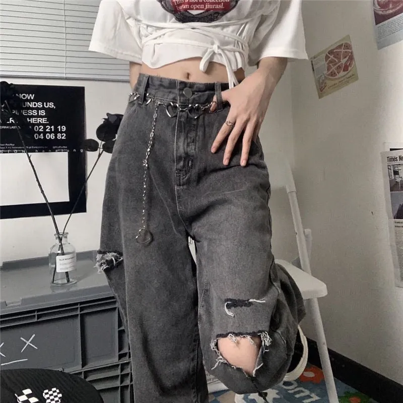 Vintage Streetwear Ripped Jeans