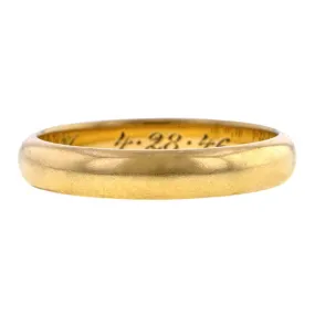 Vintage Wedding Band Ring, Gold, 1946, Size 7