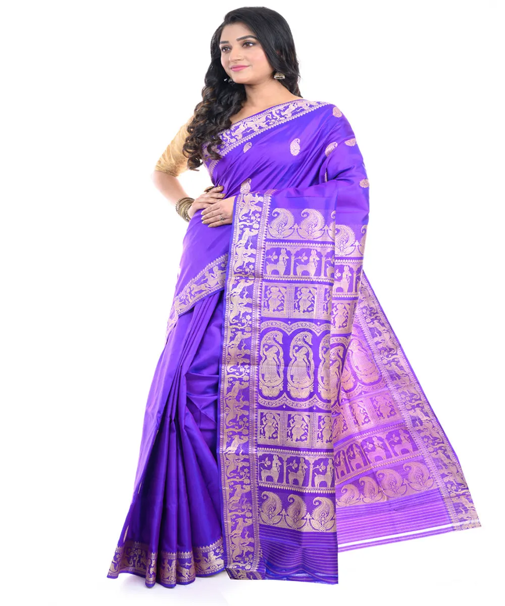 Violet handwoven baluchari silk saree