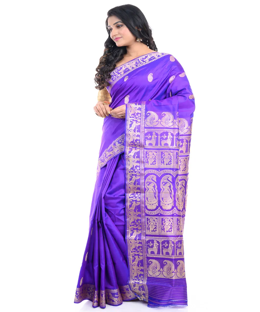 Violet handwoven baluchari silk saree