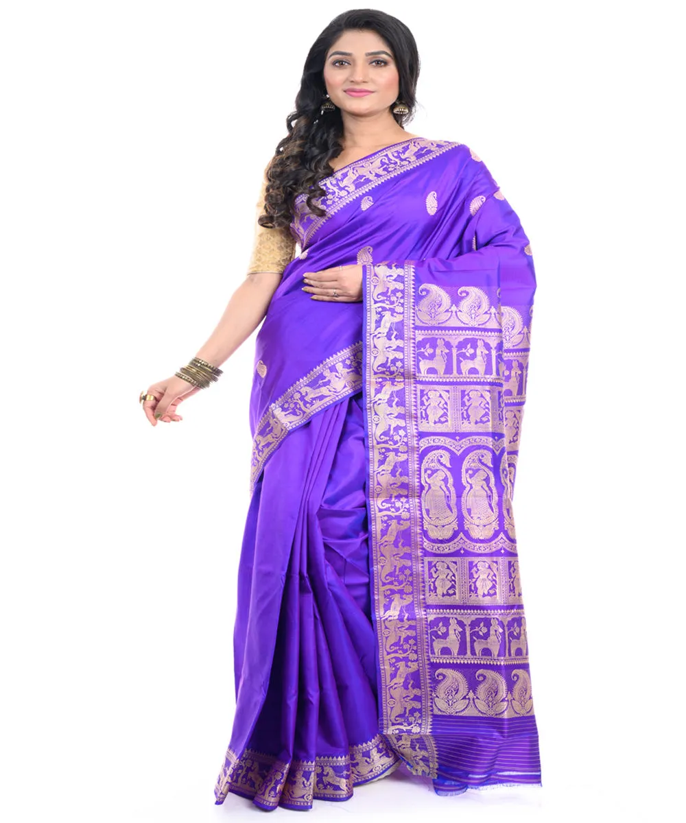 Violet handwoven baluchari silk saree