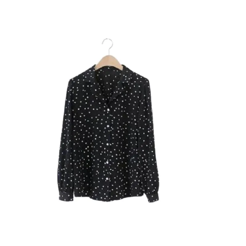 WTS Women's Fashion Stylish Long Sleeve Polka Dots Blouse