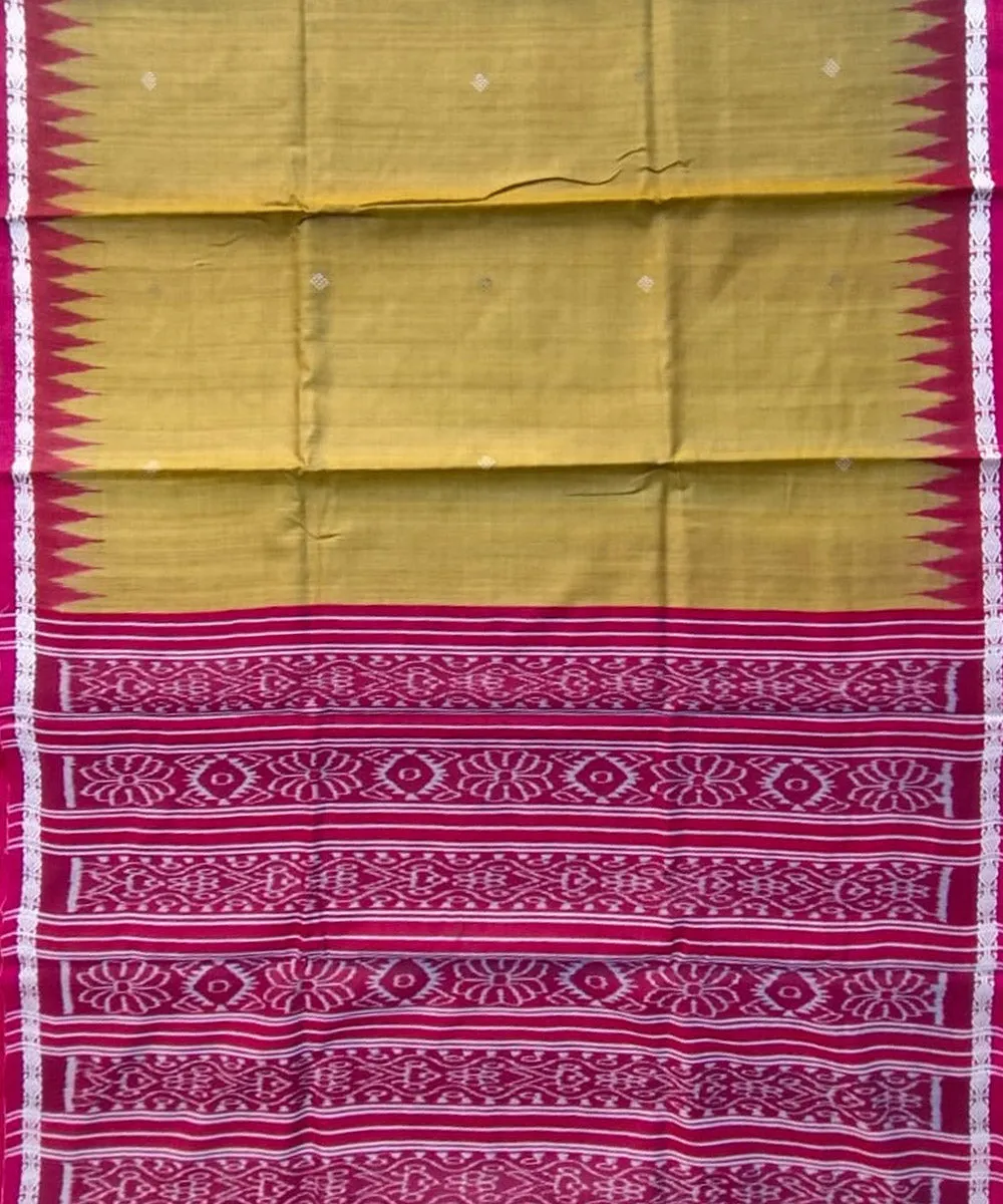 Yellow red tussar silk handloom gopalpur saree