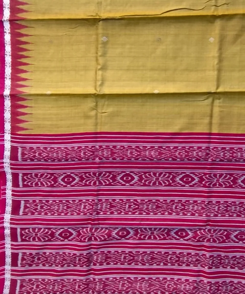 Yellow red tussar silk handloom gopalpur saree